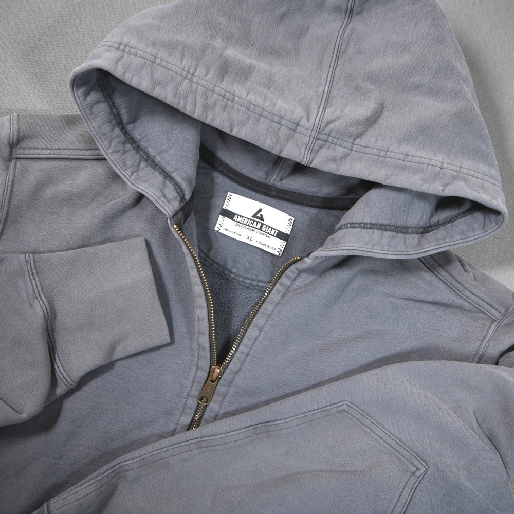 American Giant Classic Work Zip Up Men Hoodie L (Logo) Faded USA Heavyweight